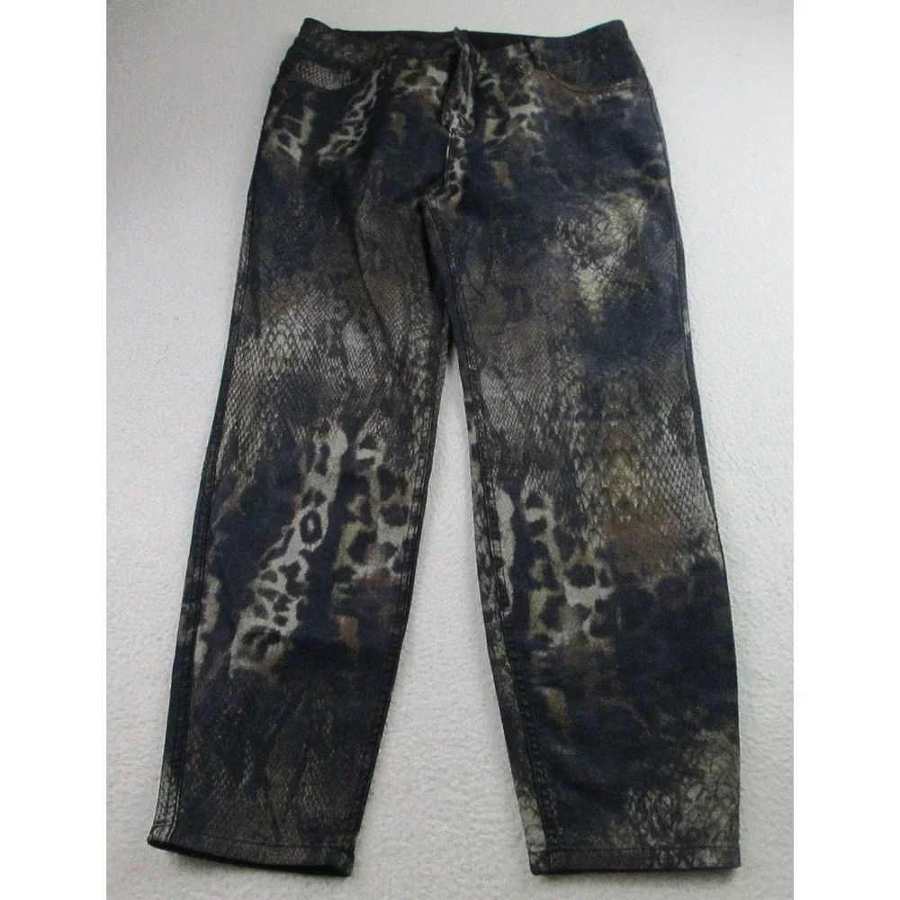 Frank Lyman Pants Womens XL Animal Print Snakeskin Leopard Skinny Stretch 223441